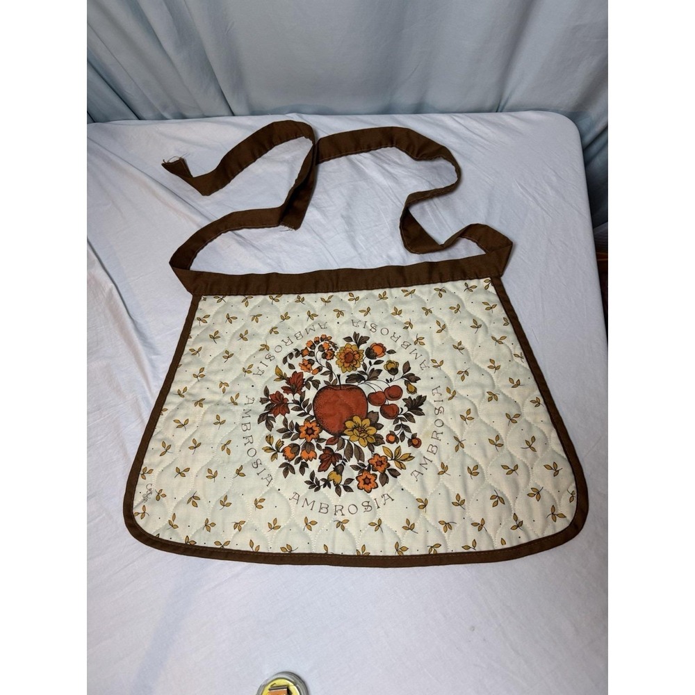 Vintage Half Apron Retro Ambrosia Apple Floral CSC 1979 Homesteading Ties